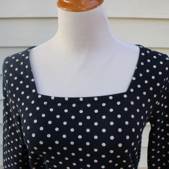 J. Crew Black &White Polka dot top square neckline - Picture 8 of 10